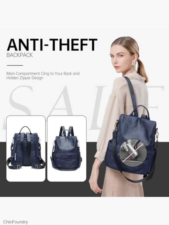 PU Leather Anti-theft Fashion Backpack Purse Casual Shoulder Bag Satchel Laptop main image 6